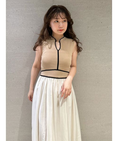 WEB限定00サイズ】ラインニットドッキングワンピース(508153816