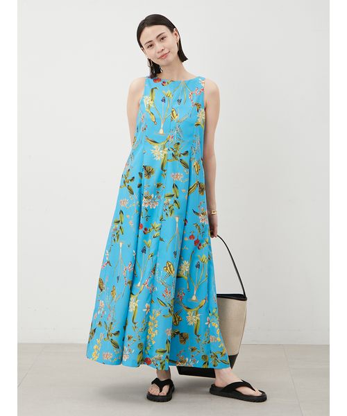 【試着のみ】ボタニカルプリントソリッドワンピース WEB限定サイズ】ボタニカルプリントソリッドワンピース