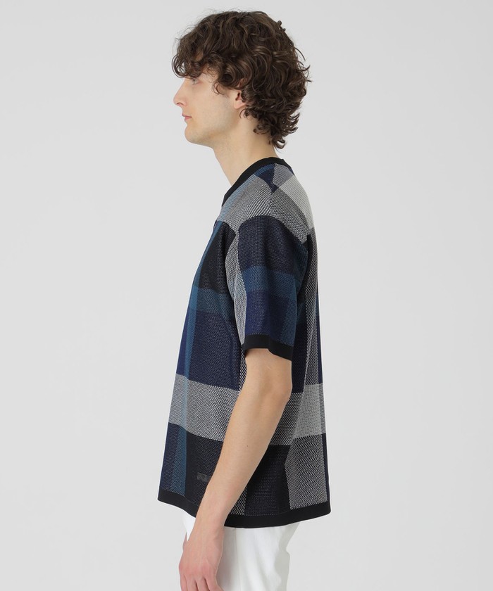 エアメッシュクレストブリッジチェックニットTシャツ(508131409