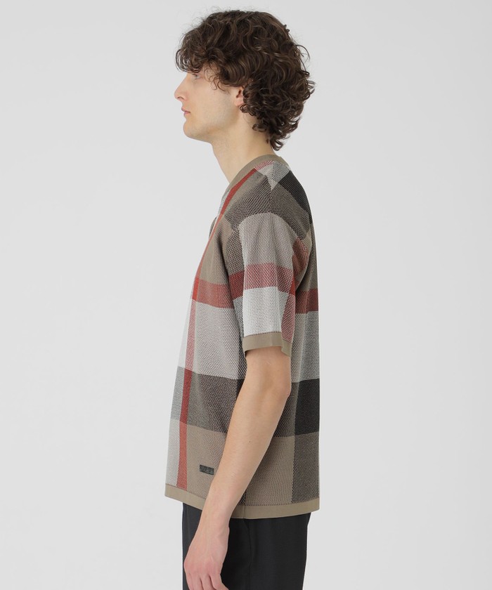 エアメッシュクレストブリッジチェックニットTシャツ(508131409