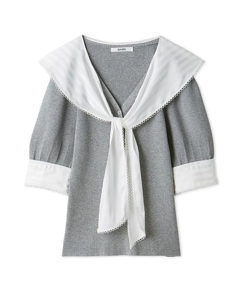 Sustainableスカーフブラウスドッキングプルオーバー GRY グレー Sustainableスカーフブラウスドッキングプルオーバー(508125400