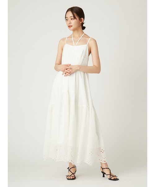 カットワークレースキャミワンピース カットワークレースティアードキャミワンピース(508201061