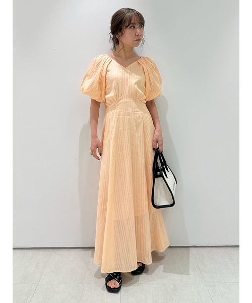 l'atelier du savon バックリボン ボリュームスリーブワンピース バックリボンボリュームスリーブワンピース
