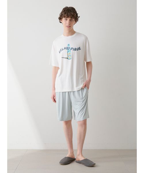 HOMME】【接触冷感】レーヨン夏祭りプリントTシャツ&トハーフ