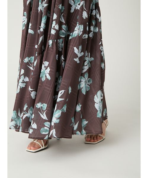 frayid フラワープリントカシュクールワンピース／接触冷感 フラワープリントカシュクールワンピース／接触冷感（マキシ丈