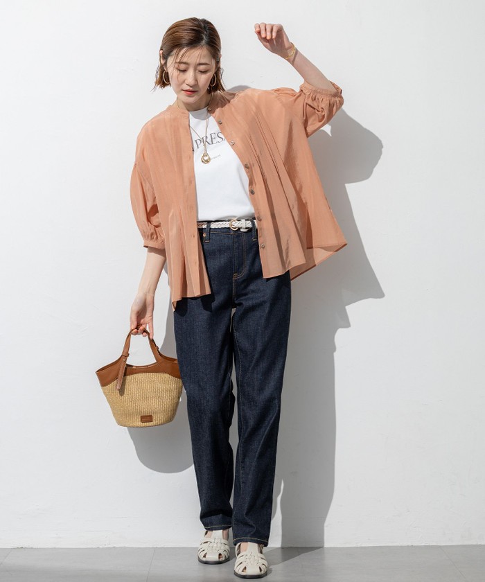 接触冷感/洗える】BON－PRESAGE ロゴ フレンチスリーブ Tシャツ