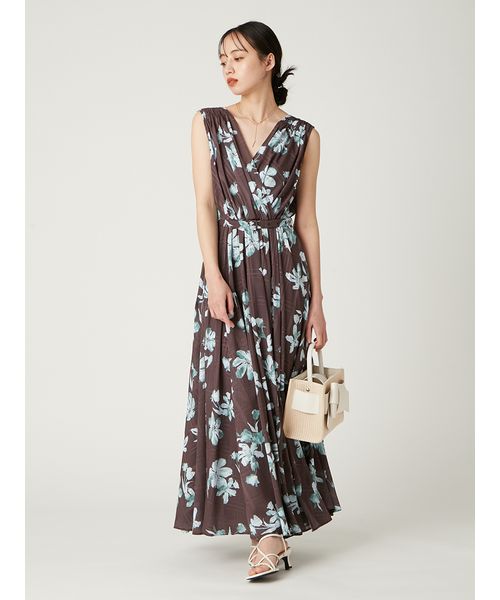 フラワープリントカシュクールワンピース フラワープリントカシュクールワンピース／接触冷感(508218227)｜阪急