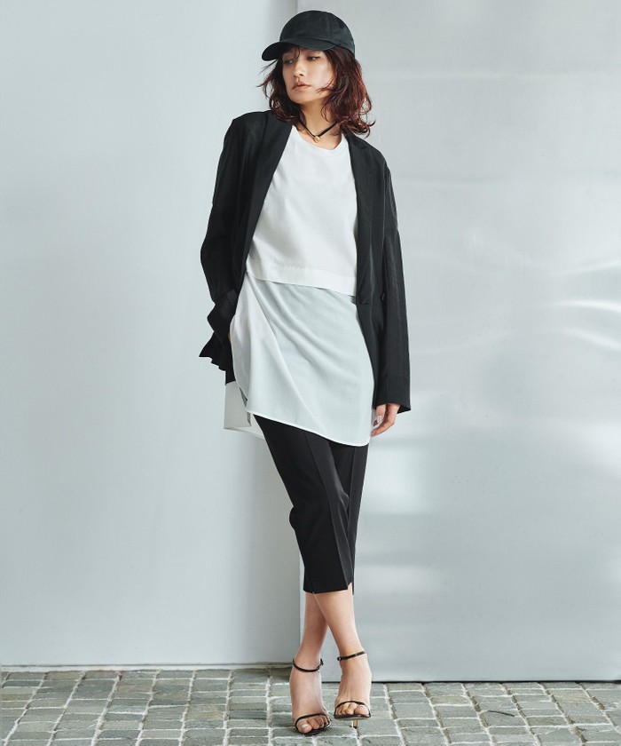 ICB コットン54％ クロップドパンツ 洗える】トリアセドライストレッチ クロップドパンツ(508241066