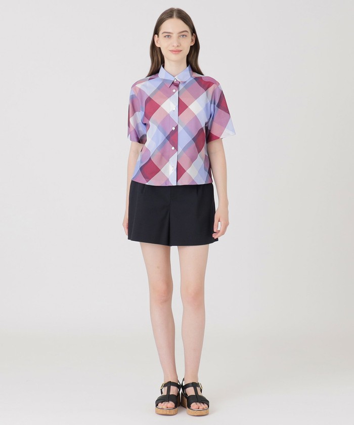 【値下げ】クレストブリッジチェックカラミクロスシャツ　ベージュ36 クレストブリッジチェックカラミクロスシャツ(508237072)｜阪急