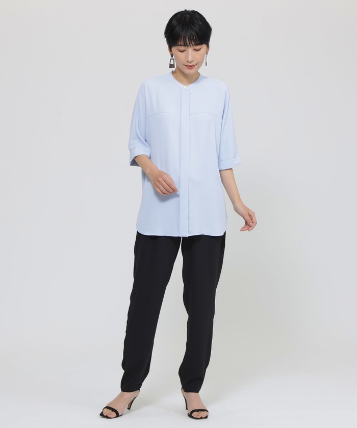 ブラウス シャツ 「夏でもさらっと」「吸水速乾」「ウォシャブル」バックサテンジョーゼットブラウス レディース 夏でもさらっと】【吸水速乾】【ウォシャブル】バックサテン