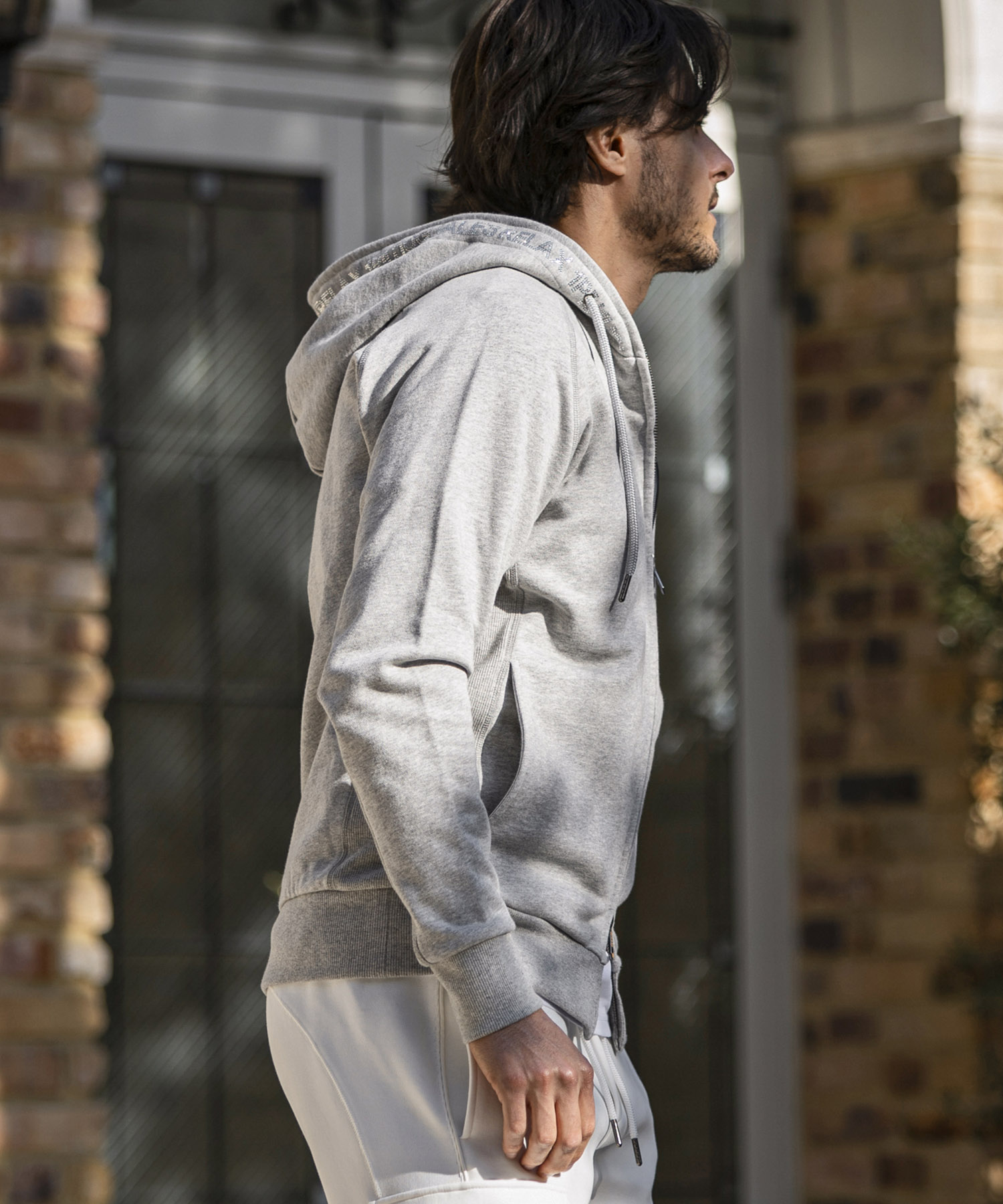 ラインストーンフードロゴスウェットパーカー(508312117)｜HANKYU