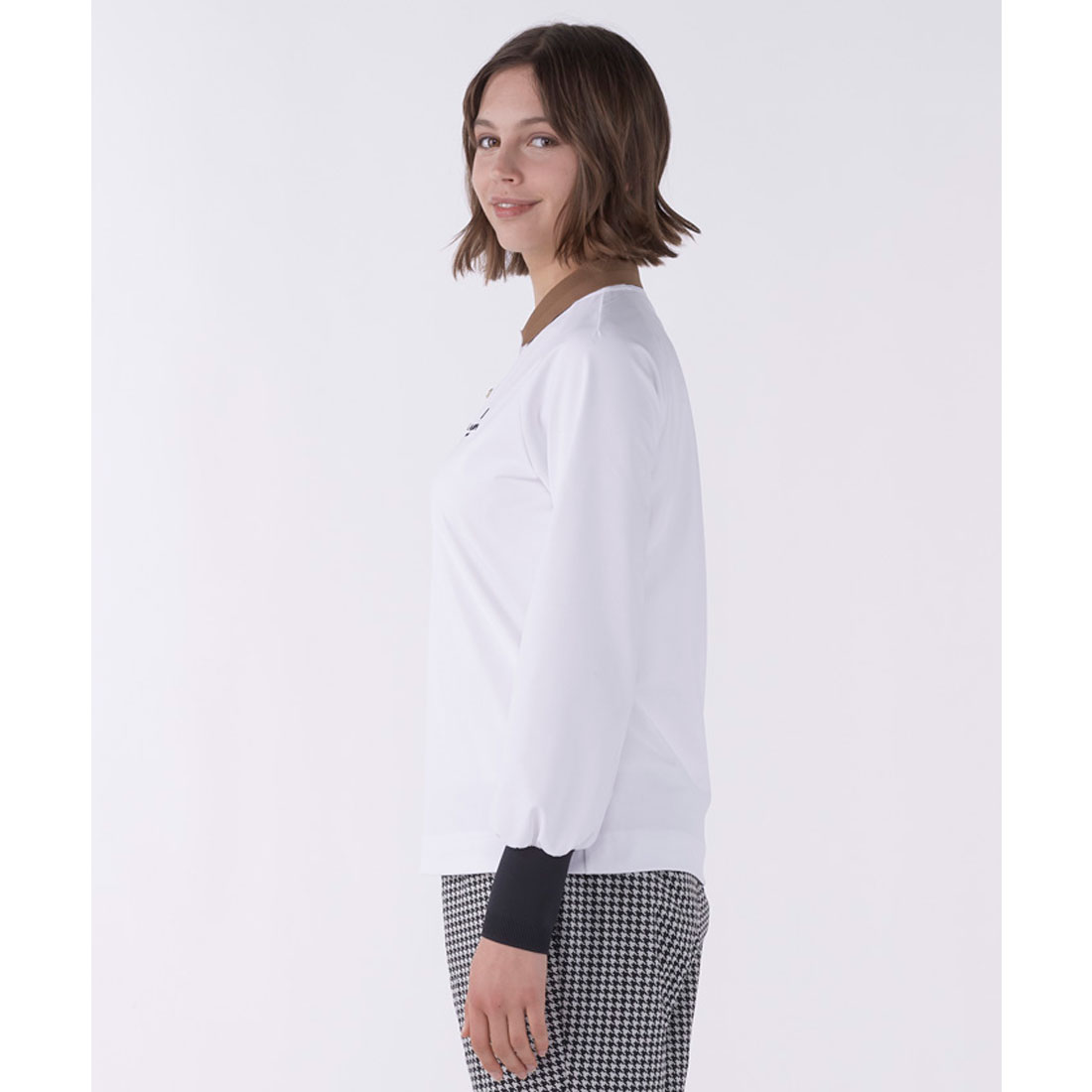 ランバン スポール LANVIN SPORT メッシュリブ襟長袖ポロシャツ