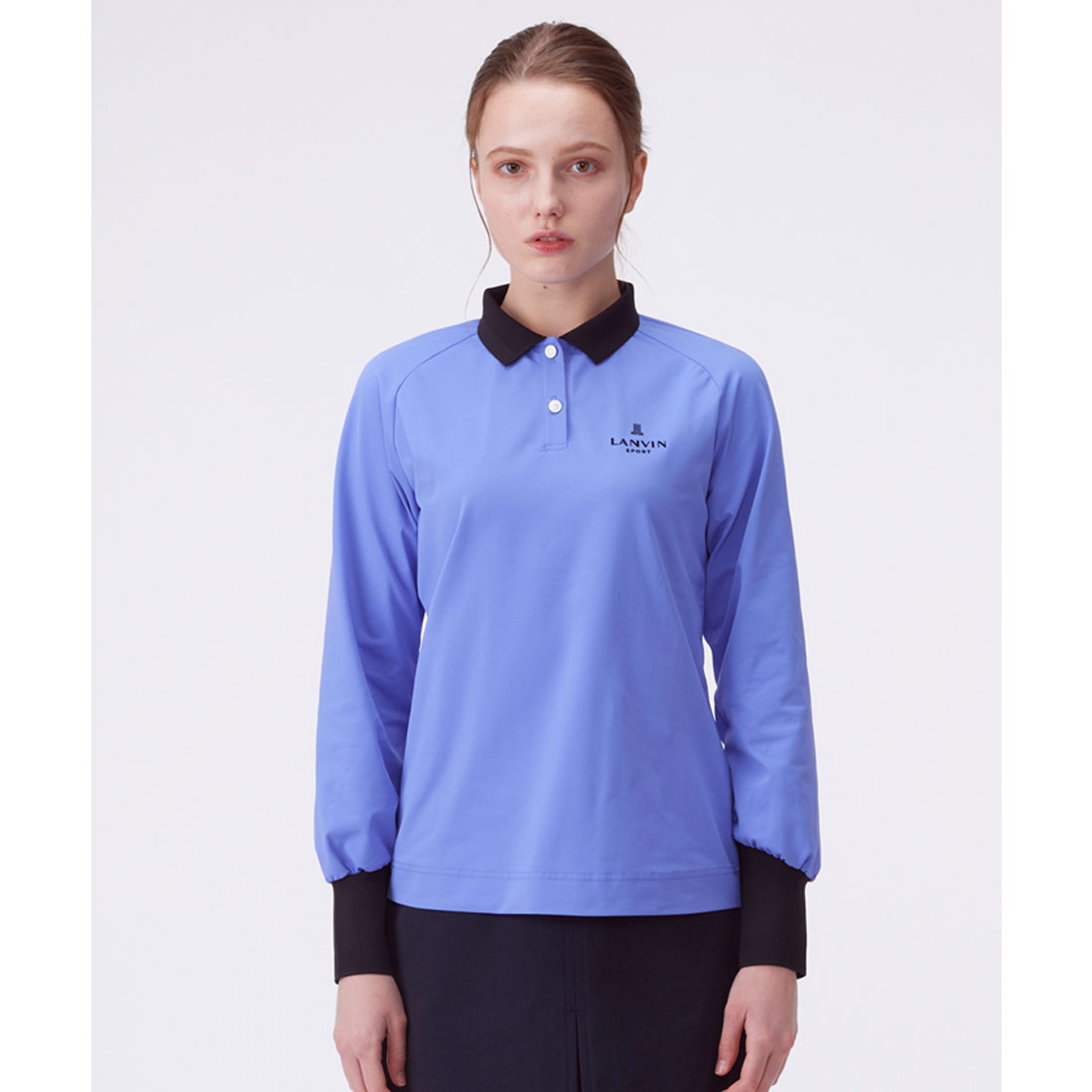 A*フ様 LANVIN SPORT メッシュシャツ ホワイト ランバン スポール LANVIN SPORT メッシュリブ襟長袖ポロシャツ