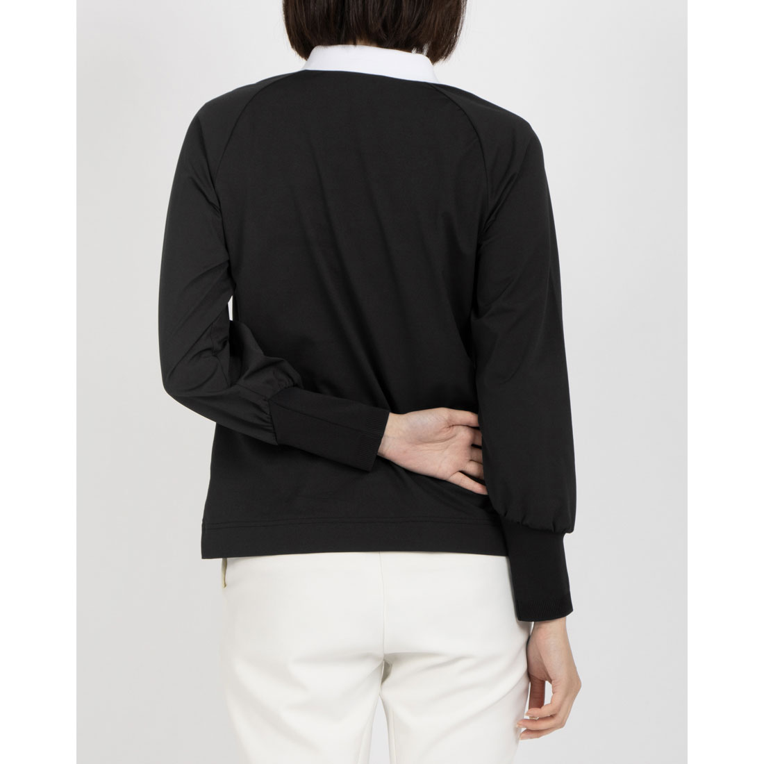 A*フ様 LANVIN SPORT メッシュシャツ ホワイト ランバン スポール LANVIN SPORT メッシュリブ襟長袖ポロシャツ