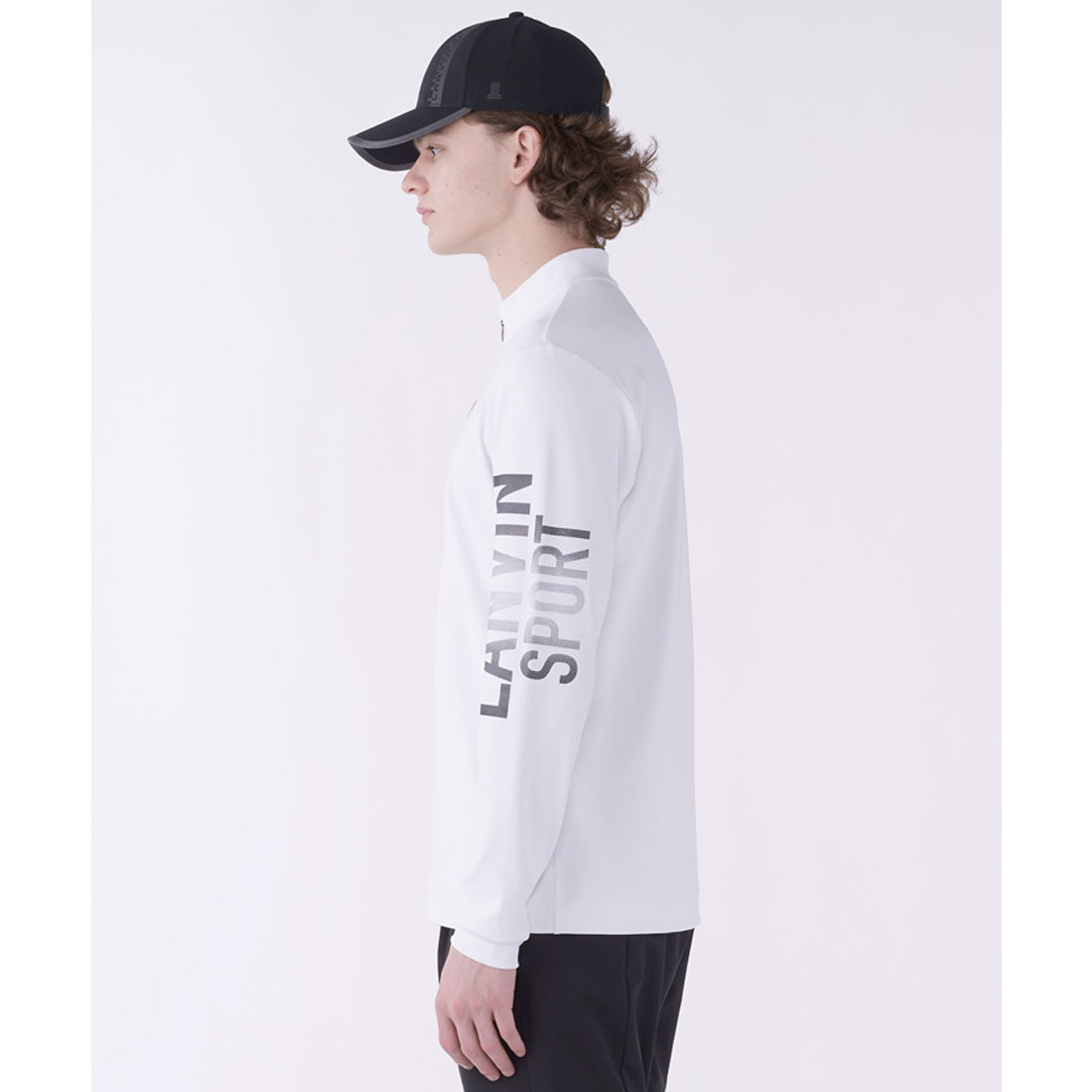 上品/美品【ランバン・スポール】ハーフジップ ゴルフ 長袖シャツ裏起毛 グレー黒 descente-store_vlx157420