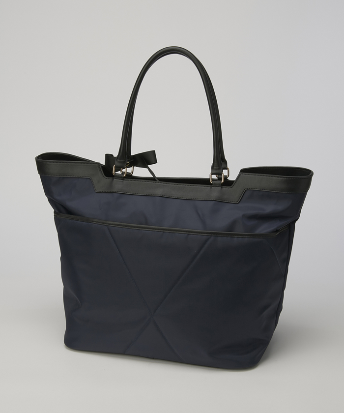 ランバンスポール（LANVIN SPORT)トートバッグ チャコールグレー✕青 ランバン スポール LANVIN SPORT キルトデザインボストンバッグ