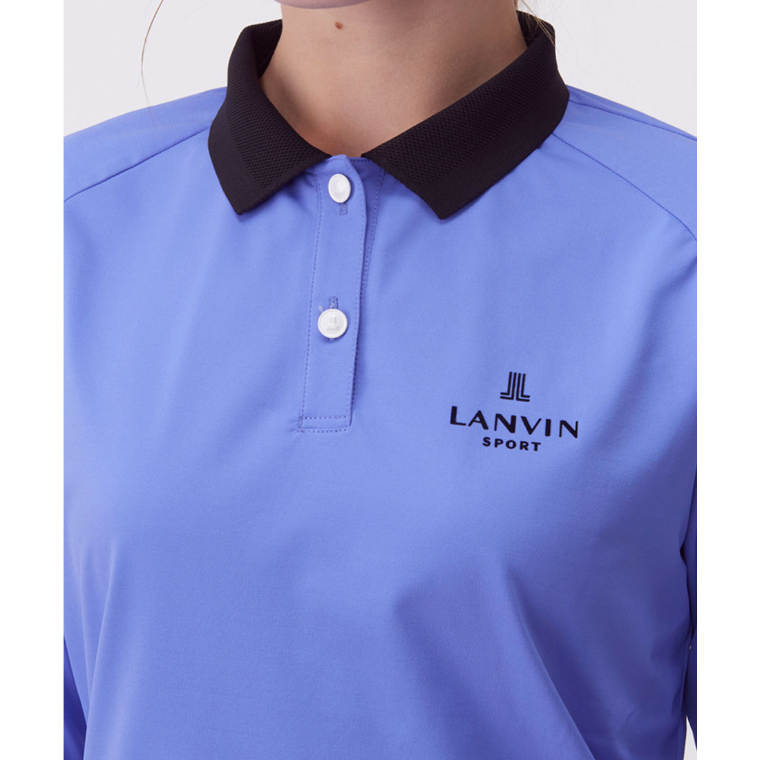 ランバン スポール LANVIN SPORT メッシュリブ襟長袖ポロシャツ