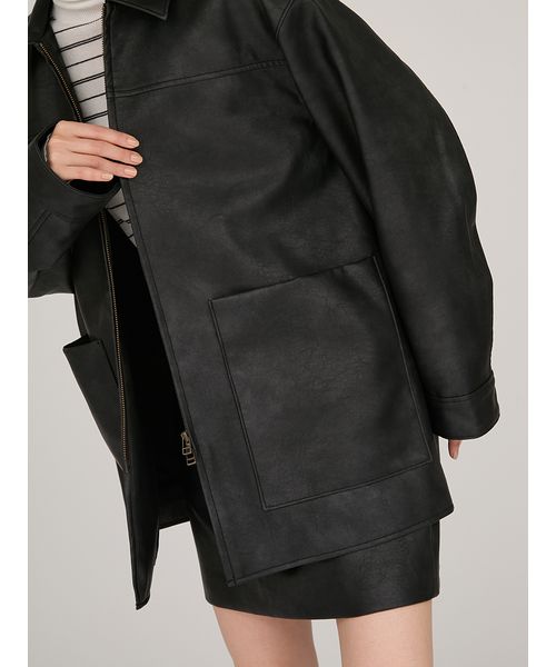 フェイクレザーダブルジップブルゾン(508359463)｜阪急百貨店公式通販