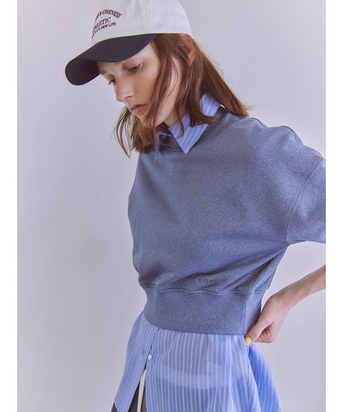 ONLINE限定カラー】ラメ裏毛ショートスウェットトップス