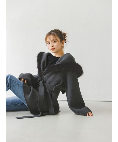 SNIDEL ファーフードニットコート SNIDEL｜ファーフードニットコート | Rakuten Fashion(楽天