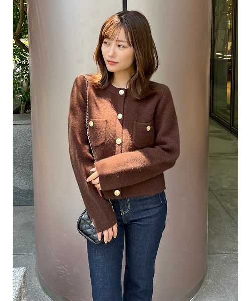 D134新品 snidel フォックスファーニットジャケット タグ付き Amazon | [スナイデル] フォックスファーニットジャケット