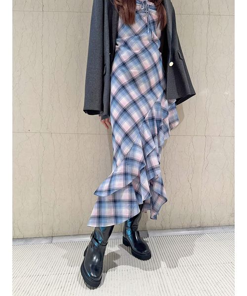 フリルチェックキャミソールワンピース(508360122)｜阪急百貨店