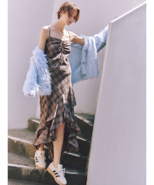 フリルチェックキャミソールワンピース(508360122)｜阪急百貨店
