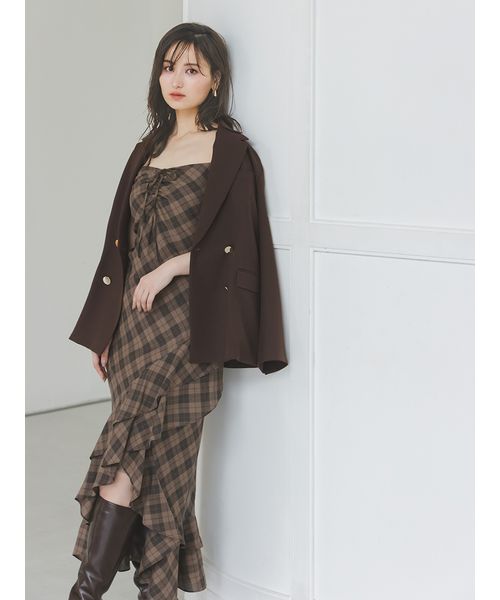 フリルチェックキャミソールワンピース(508360122)｜阪急百貨店