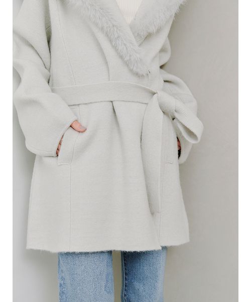 ファーフードニットコート(508360096)｜阪急百貨店公式通販サイト