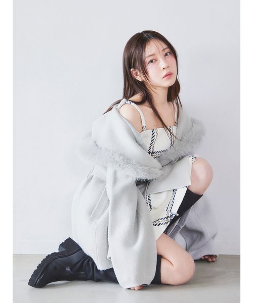 オフショルダーロービングチェックミニワンピース【新品未使用タグ付き】 WEB限定】ロービングチェックミニワンピース(508361411)｜阪急
