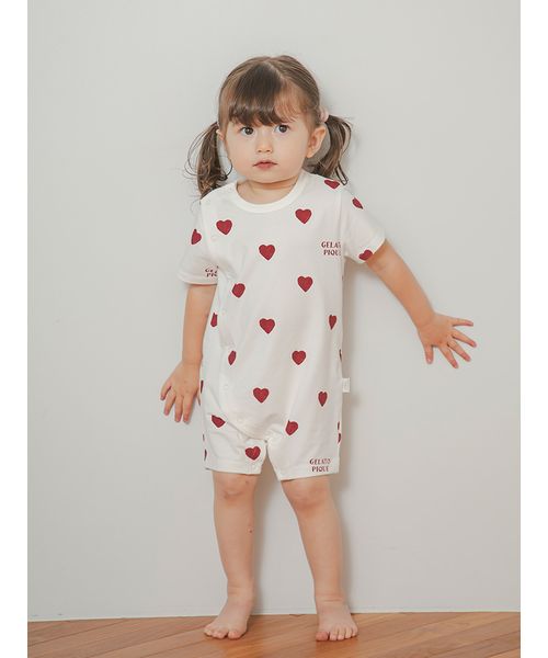 ハート　ロンパース ハートプリントショートロンパース｜ベビー服・子供服通販の