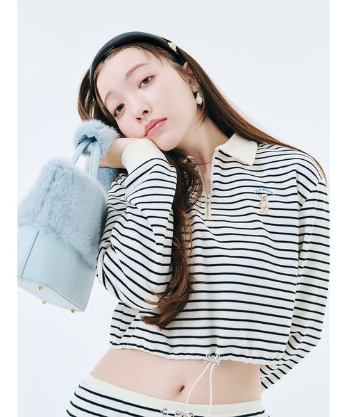 パーツ Lilybear WEB限定カラー】Lily Bearハーフジップクロップドスウェット