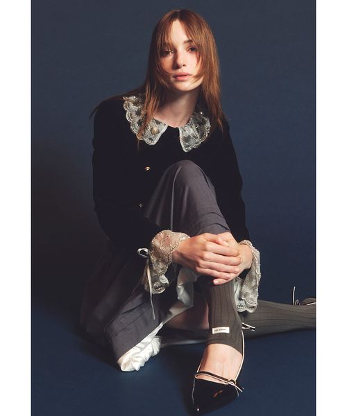 L.B CANDY STOCK]スカラップビジューアタッチドジャケット L.B CANDY STOCK]スカラップビジューアタッチドジャケット（ノー