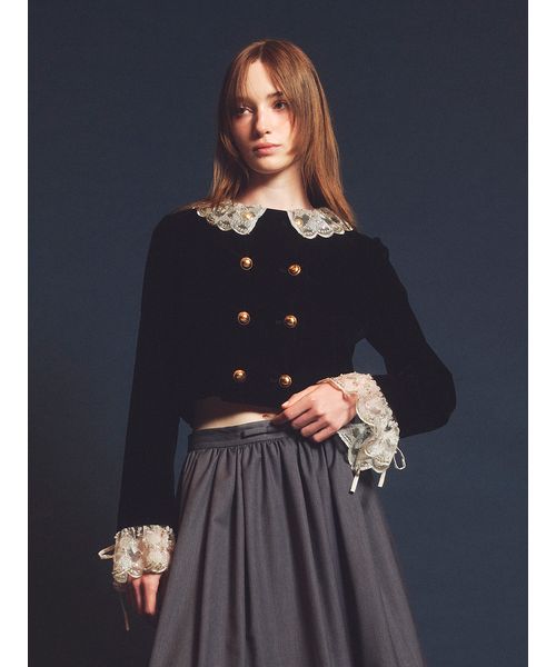 L.B CANDY STOCK]スカラップビジューアタッチドジャケット