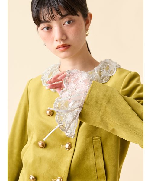 L.B CANDY STOCK]スカラップビジューアタッチドジャケット