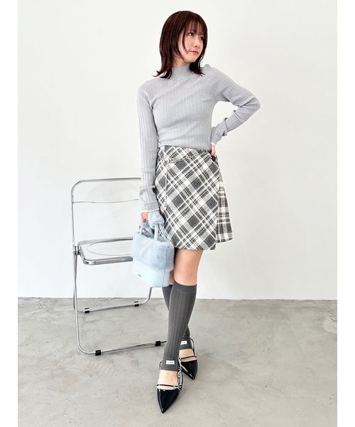 【リリーブラウン】ロービングチェックスカショーパン 赤 24秋冬 WEB限定サイズ2】ロービングチェックスカショーパン(スカート