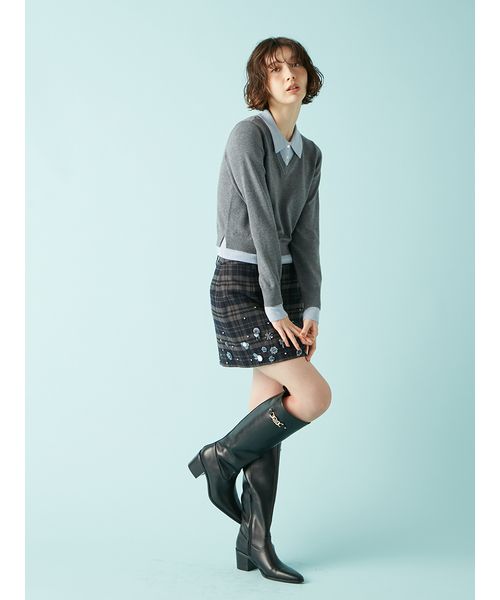 [L.B CANDY STOCK]ビジューリボンミニスカート LILY BROWN（リリーブラウン）の「【WEB限定カラー】[L.B CANDY