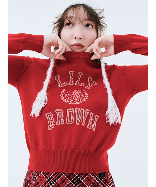 lily brown ロゴ付きラメトップス lily brown ロゴ付きラメトップス