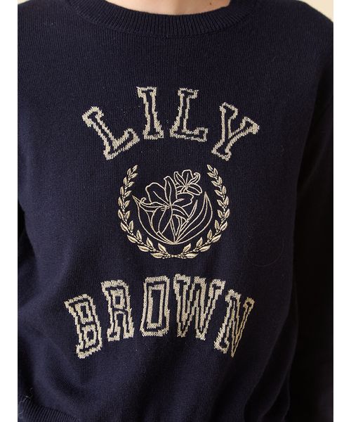 lily brown ロゴ付きラメトップス ラメジャガードロゴニットトップス(508364988)｜阪急百貨店公式
