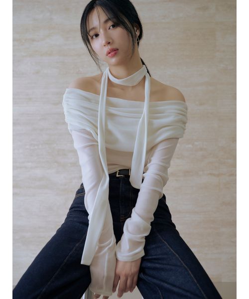 オフショルフロッキーチュールトップス(508369215)｜阪急百貨店公式