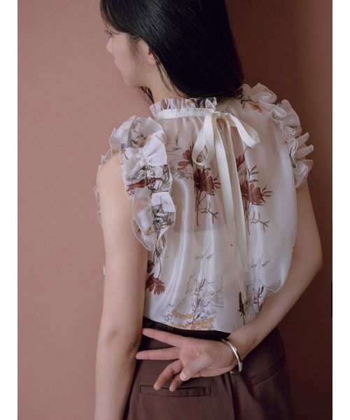 新品タグ付 シップス 24SS インド綿　ブラウス　フリル　ギャザー　2WAY 新品タグ付 シップス 24SS インド綿 ブラウス フリル ギャザー