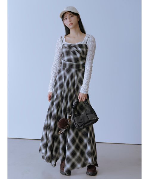 オンブレチェックアシメヘムキャミドレス(508369239)｜阪急