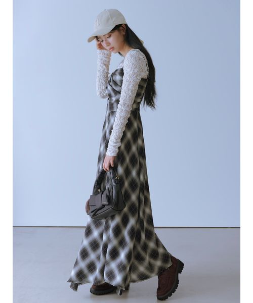 オンブレチェックアシメヘムキャミドレス(508369239)｜阪急