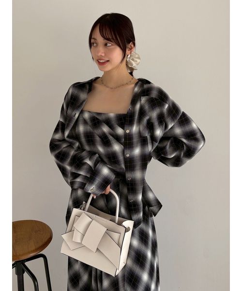 オンブレチェックアシメヘムキャミドレス FRAY I.D｜オンブレチェックアシメヘムキャミドレス | Rakuten Fashion