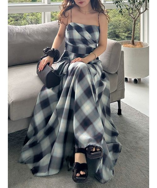 オンブレチェックアシメヘムキャミドレス(508369239)｜阪急百貨店公式