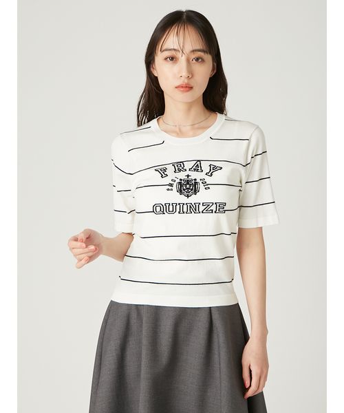ニット セーター カレッジロゴインターシャニットプルオーバー レディース カレッジロゴインターシャニットプルオーバー(508369298)｜阪急