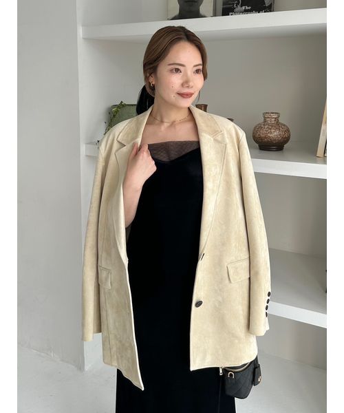 ★年末SALE★【完売品】フレイアイディー　レザーライクテーラージャケット バリエレザーライクテーラードジャケット(508369233)｜阪急