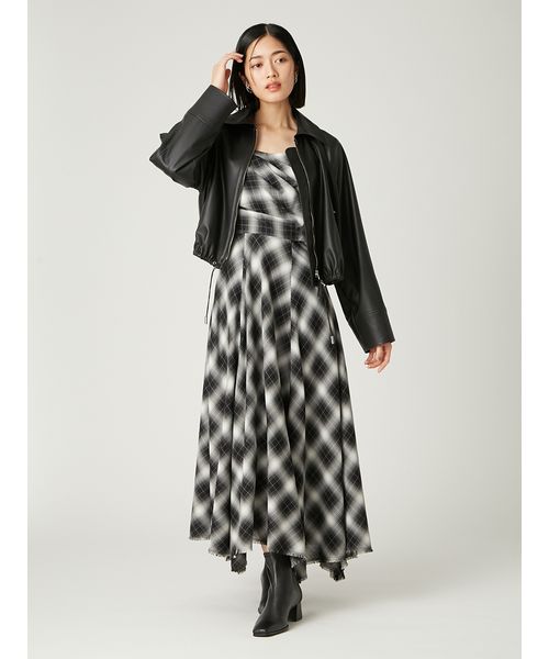 大きいサイズ　エリザベッタフランキ♡ランダムヘム チェックワンピース　ドレス 大きいサイズ エリザベッタフランキ♡ランダムヘム チェック