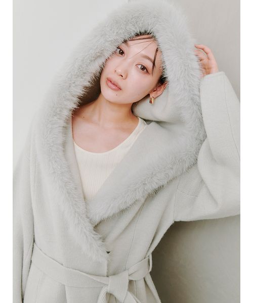 ファーフードニットコート(508360096)｜阪急百貨店公式通販サイト