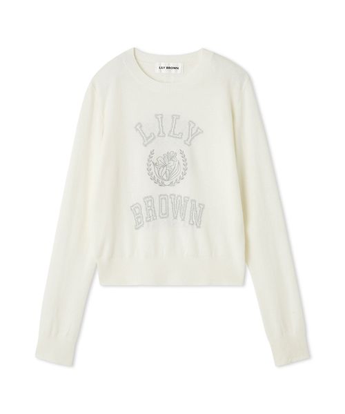 lily brown ロゴ付きラメトップス ラメジャガードロゴニットトップス｜リリーブラウンの通販